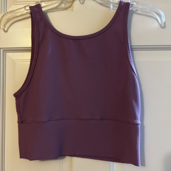 Lululemon Power Pivot Ribbed Wisteria Purple Cropped Tank Top Sz 8 medium - Picture 2 of 4